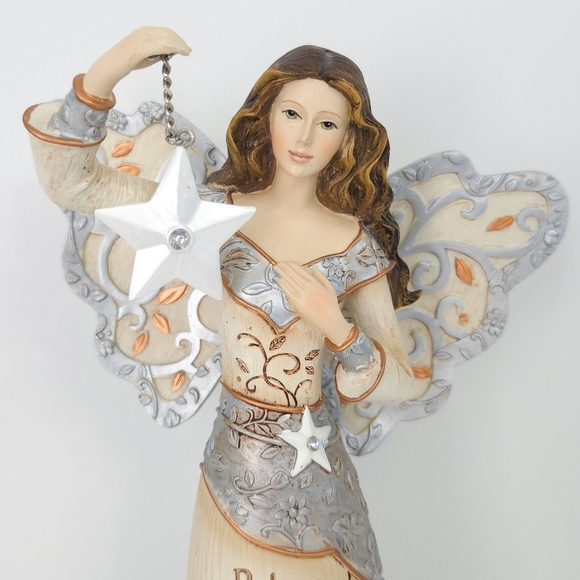 Angel Ivory Silver Sympathy Grief Large 9" Figurine- Pavilion Gift Stars in Sky - Picture 3 of 7